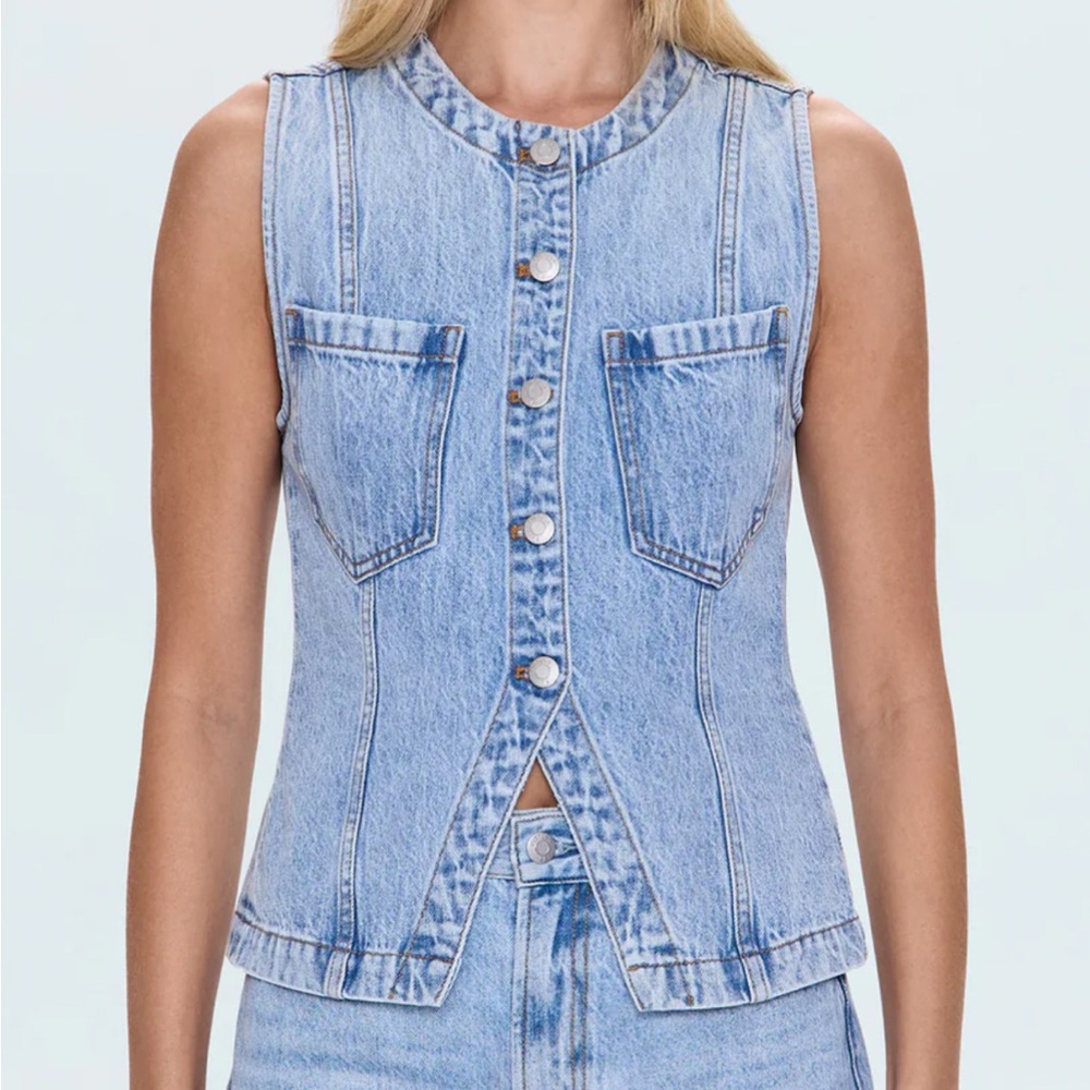 Pistola Blue Denim Sleeveless Vest Small NWT